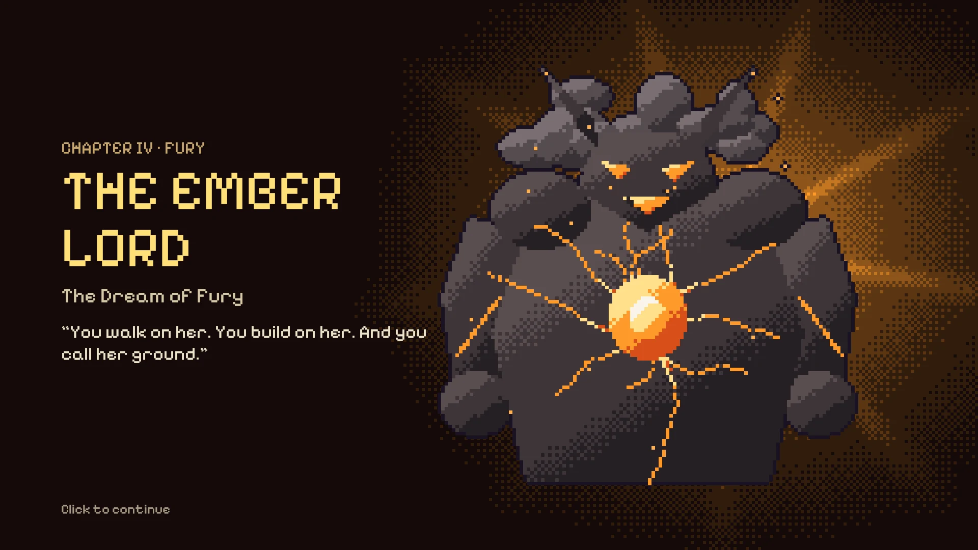 The Ember Lord, a giant of black rock with a burning heart.