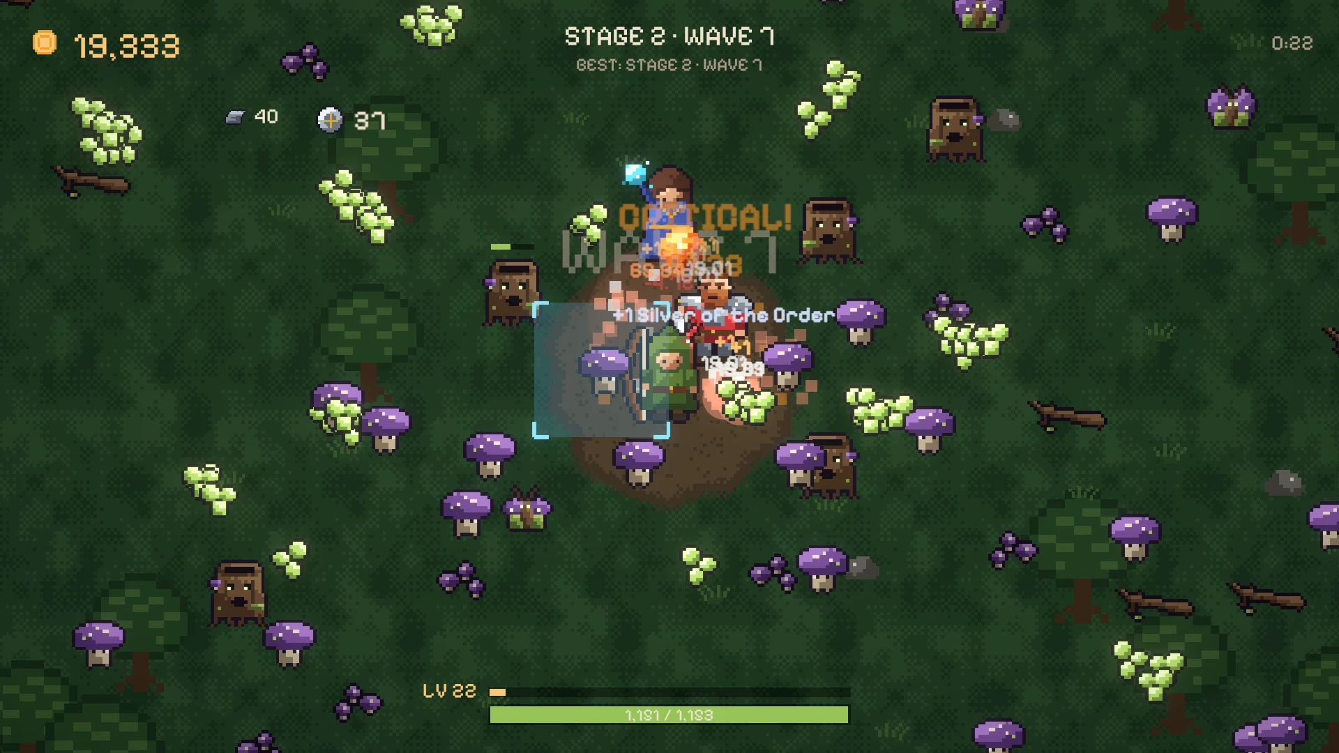 The Deepwood: the company surrounded by rotten stumps and violet mushrooms.